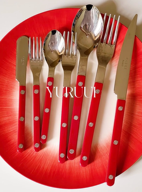 [YURUUI设计师]现货!法国Sabre Paris红色刀叉勺不锈钢西餐餐具