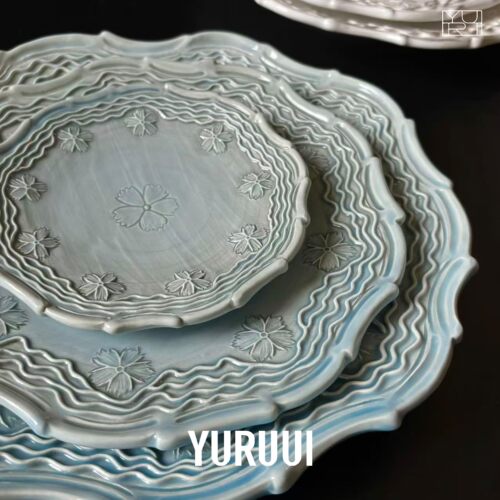 [YURUUI设计师]意大利ELIOS复古陶瓷波浪满花系列餐盘杯碟
