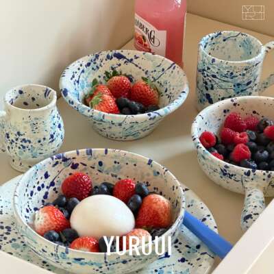[YURUUI设计师]意大利TAPI陶瓷泼墨系列海盐气泡餐具盘碗马克杯