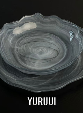 [YURUUI设计师]土耳其进口灰色雪花石Alabaster云雾玻璃餐盘碗套