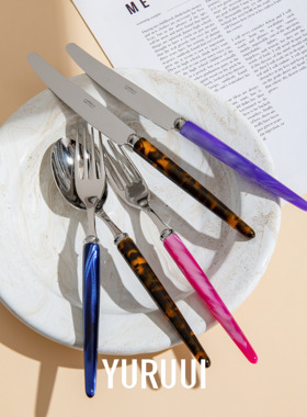 [YURUUI设计师]法国Capdeco流光亚克力手柄不锈钢刀叉勺家用餐具