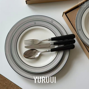 [YURUUI设计师]丹麦Service Projects黑色线圈复古风格餐盘意面盘