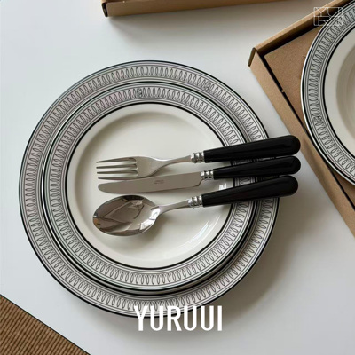 [YURUUI设计师]丹麦Service Projects黑色线圈复古风格餐盘意面盘