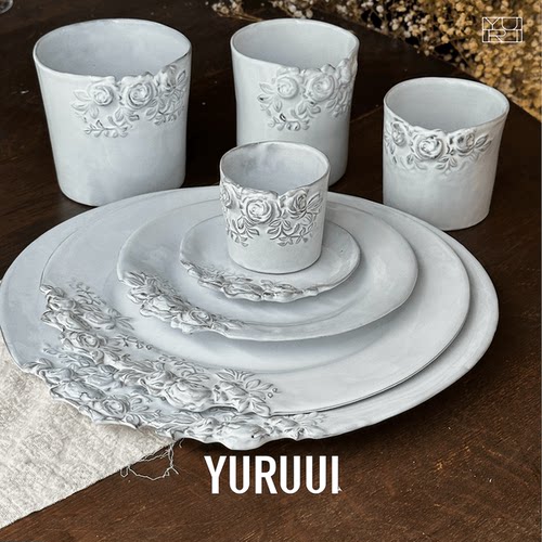 玫瑰花浮雕设计师黑陶水杯YURUUI