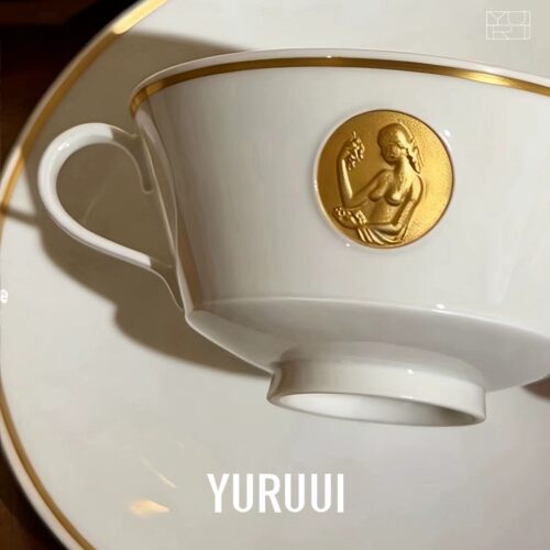 [YURUUI设计师]德国KPM阿卡迪亚系列金色铂金色白瓷陶瓷餐盘