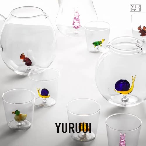 [YURUUI设计师]意大利进口高硼硅玻璃耐热可爱动物植物马克杯水杯