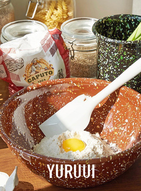 [YURUUI设计师]韩国Eding彩色泼墨搪瓷枫叶色大号料理碗料理盆