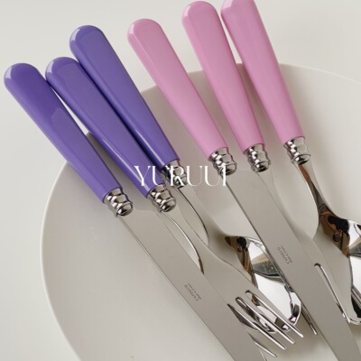 法国Capdeco粉紫色不锈钢刀叉勺