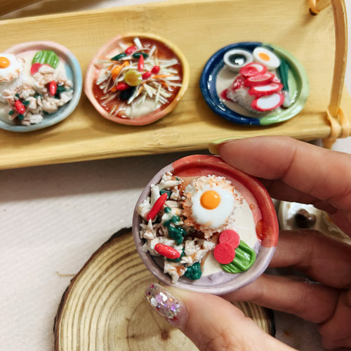 泰国手工粘土陶泥盘冰箱贴泰式打抛饭芒果糯米饭纪念品伴手礼新款