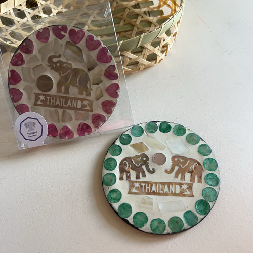 泰国贝壳手工小象杯垫餐碟马克杯茶杯咖啡杯防滑隔热垫伴手礼手信