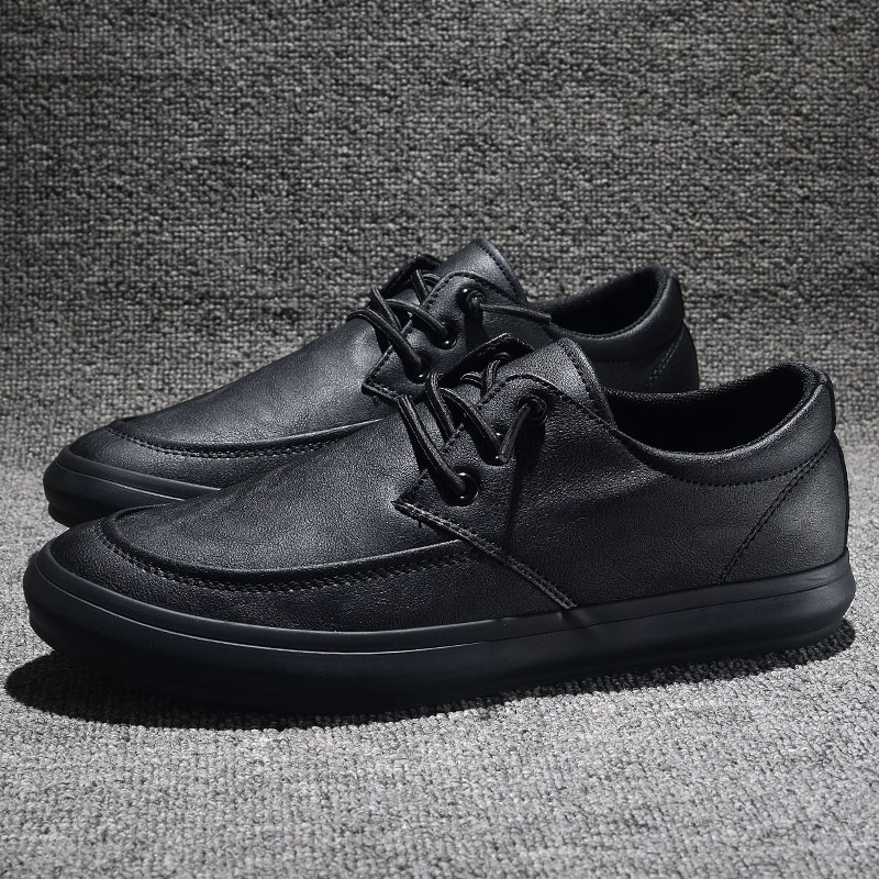 厚底休闲板鞋一脚蹬防水商务皮鞋