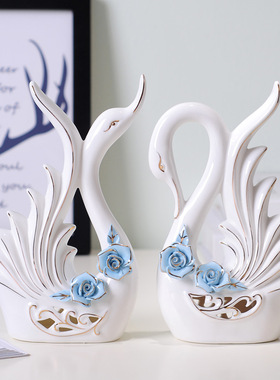 宏赫轻奢陶瓷描金捏花天鹅茶几