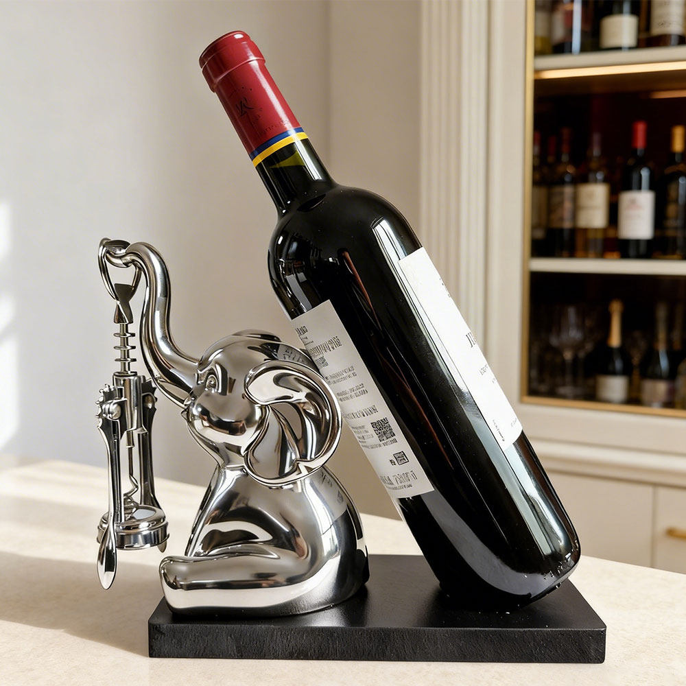 现代轻奢创意陶瓷大象红酒架摆件客厅酒柜高档家居装饰品乔迁礼物