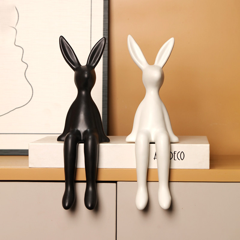 北欧轻奢简约风格创意长耳小兔子坐姿摆件桌面软装高级感家居摆设,家居饰品,装饰摆件,淘宝优惠券,粉丝福利购,淘宝优惠卷