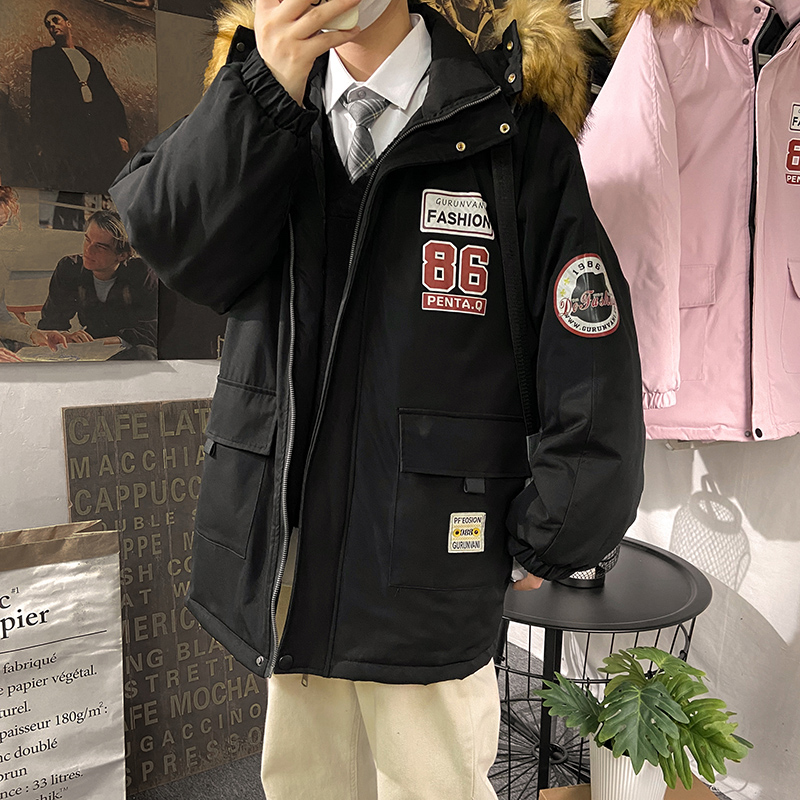 Poster photo of polyester winter large cotton coat man