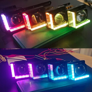 饰罩灯罩框 LED透镜装 超薄款 方形矩阵5D一体罩天使眼车灯升级改装