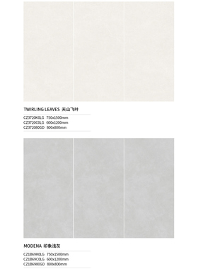 斯米克瓷砖 畅享系列 天山飞叶CZ3720 印象浅灰CZ1B69 柔光面