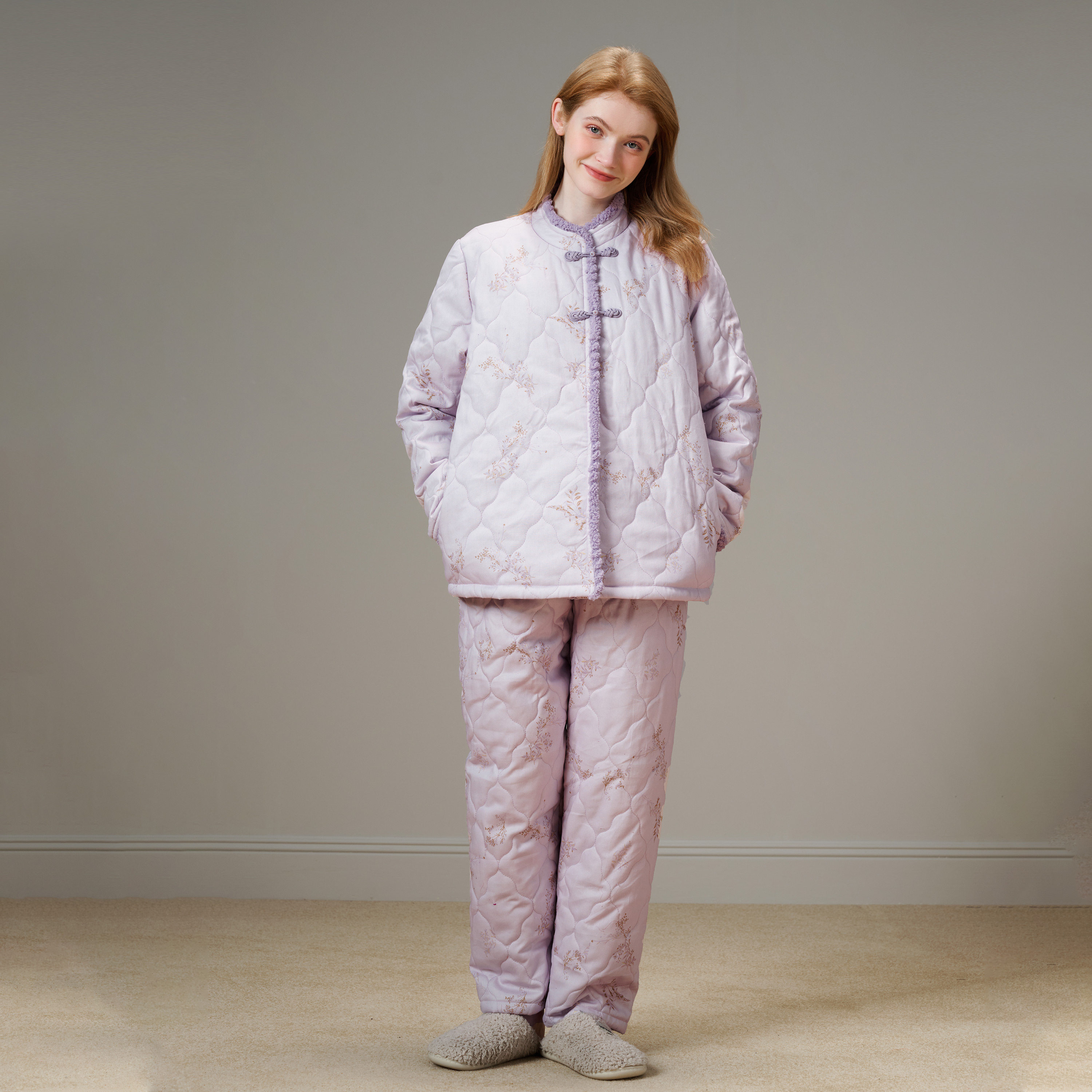 美标中国风三层加厚夹棉纯棉睡衣套装秋冬季复古保暖全棉家居服女,女士内衣/男士内衣/家居服,睡衣/家居服套装,淘宝优惠券,粉丝福利购,淘宝优惠卷