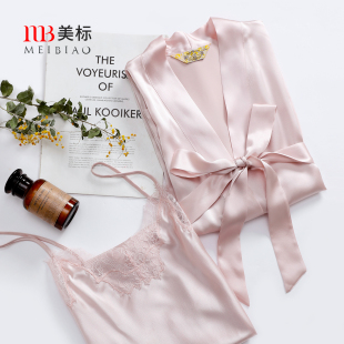 美标送礼物女士真丝睡袍春夏19姆米重磅100%桑蚕丝绸女士性感睡衣