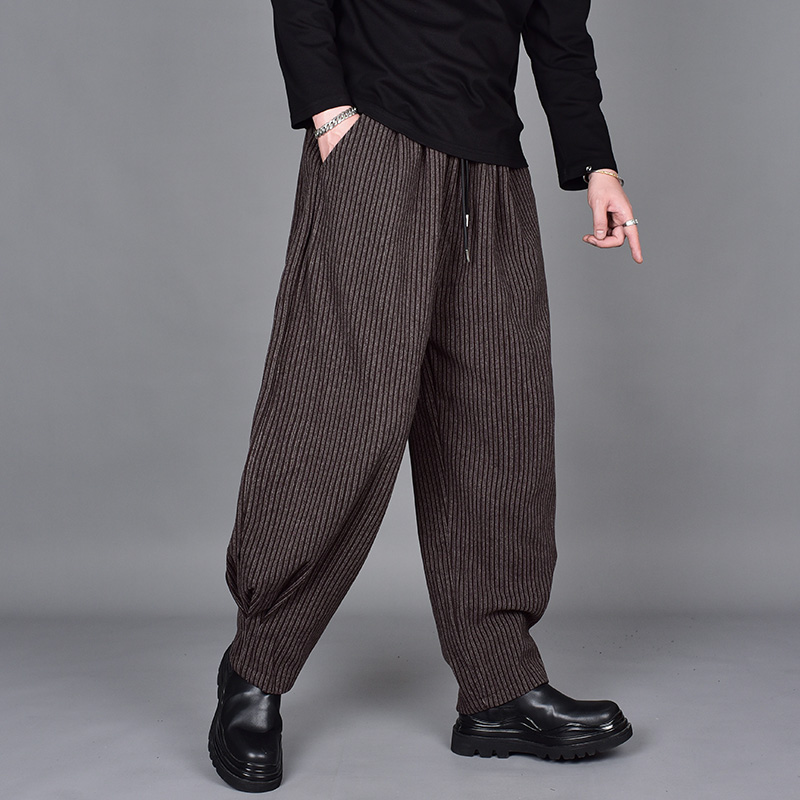 潮牌束脚休闲哈伦裤男条纹长裤