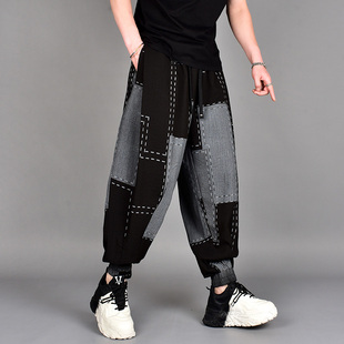 潮流垂感休闲哈伦裤 潮牌裤 秋冬印花个性 束脚灯笼裤 潮 子男宽松大码