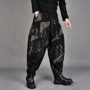 新款 哈伦裤 潮牌提花垂感小脚休闲裤 宽松大码 男暗黑系时尚 2025冬季