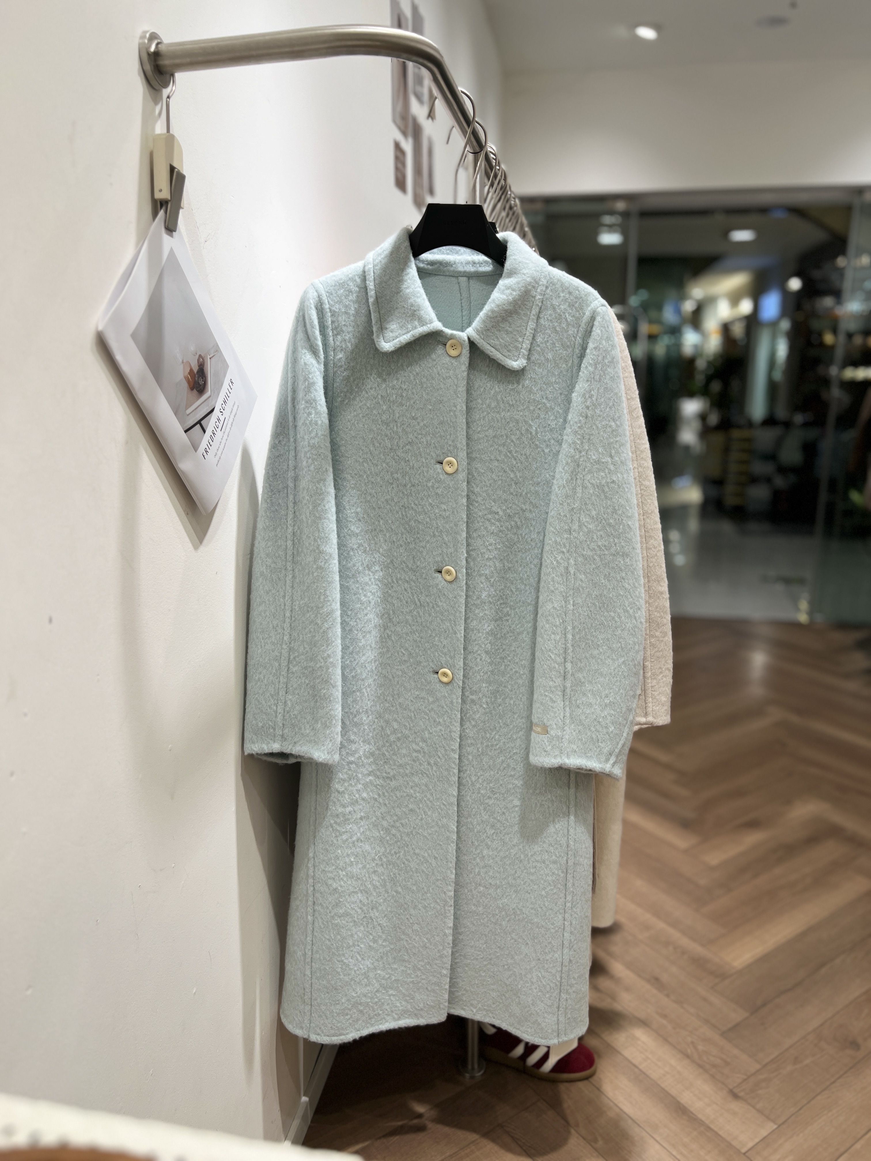 新款单排扣软糯慵懒风羊驼毛手工过膝大衣外套