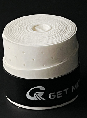 GET MOVING 白色粘性匹克球拍网球拍羽毛球拍多孔手柄吸汗带手胶