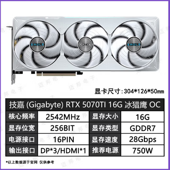 技嘉/5070/5070Ti /5080 16G风魔/魔鹰/猎鹰/超级雕 直播游戏独显