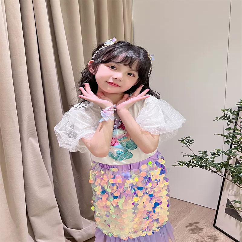宝宝亮片新款美人鱼公主裙夏季