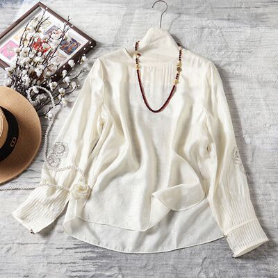 2026春季人丝提花钉珠高端女衬衫