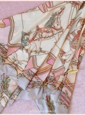 pinky独+定制 粉紫色流苏 木马 100*100大披肩 方巾 泰国丝巾