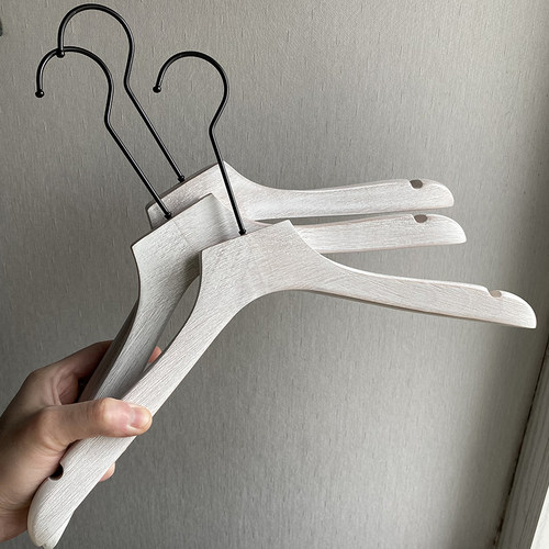 韩版水洗白拉丝做旧婚纱实木衣架