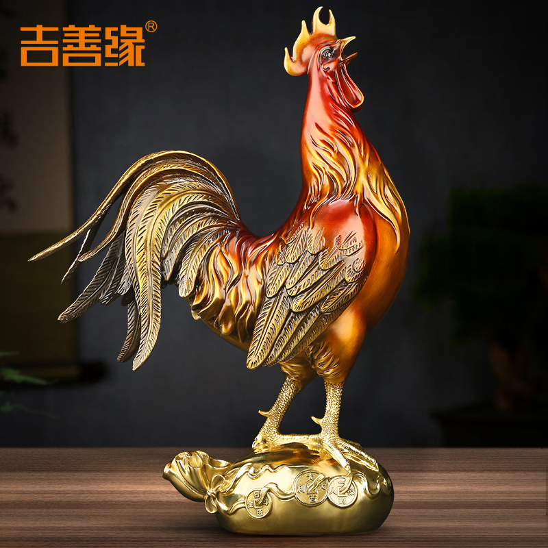 吉善缘全铜招财生肖鸡家居装饰