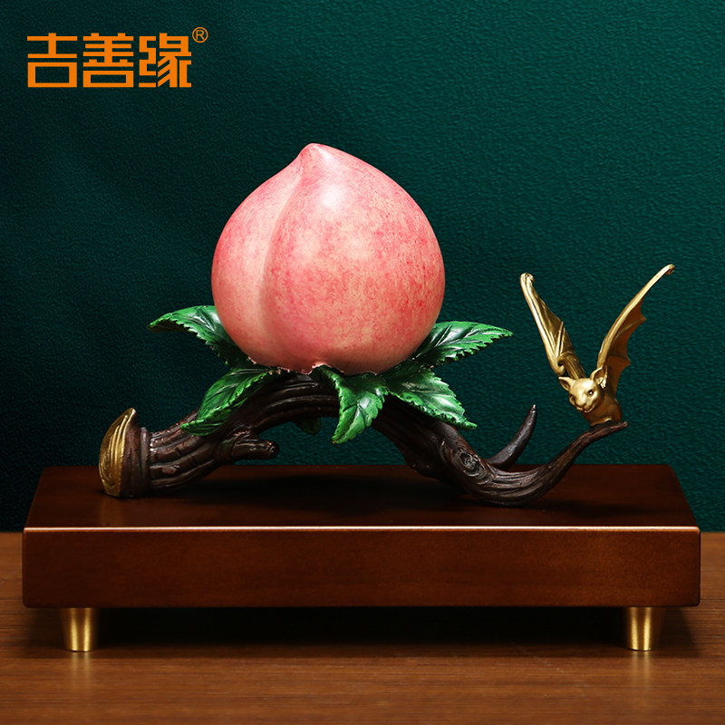 《福寿绵长》铜桃子摆件全铜寿桃送长辈爸妈生日祝寿礼装饰品礼物