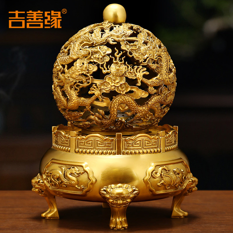 吉善源全铜九转干坤鼎饰品彷古九转青龙干坤家装工艺饰品0496