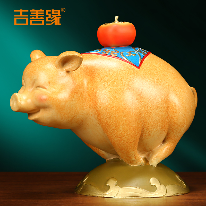 吉善缘《诸事顺利》铜猪摆件 玄关柜家居装饰品铜猪桌面礼物10001