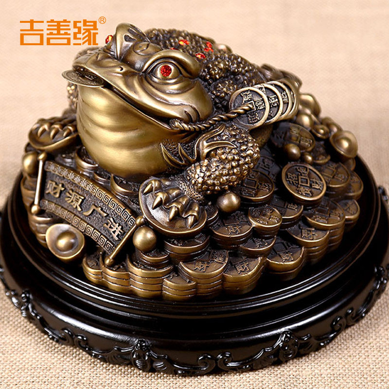 吉善缘 纯铜金蟾摆件 招财三脚蟾蜍开业礼品家居装饰品摆设0359
