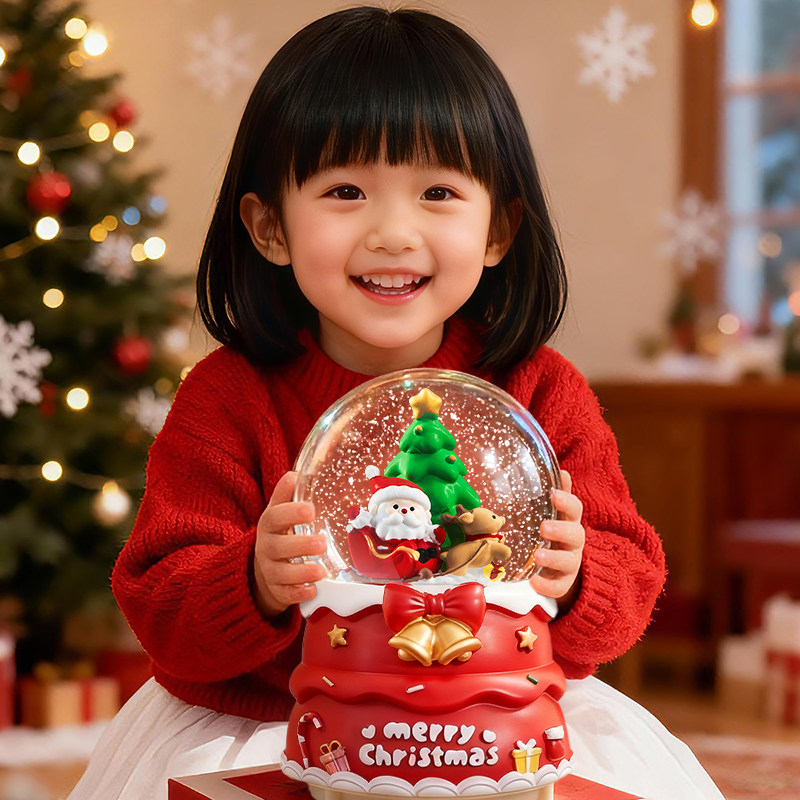 圣诞节礼物水晶球七彩灯光音乐盒