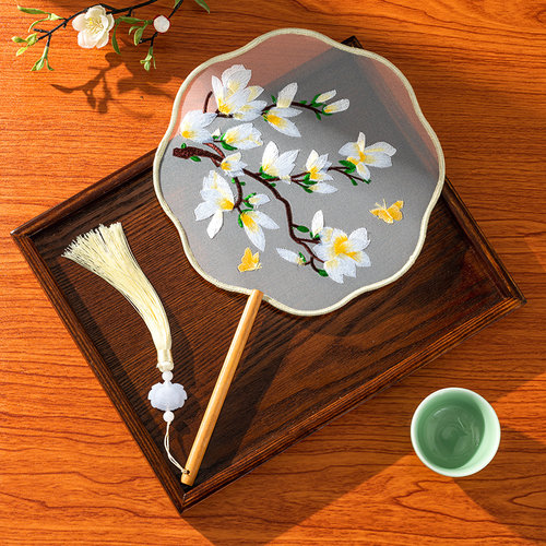 双面苏州刺绣汉服旗袍舞蹈团扇