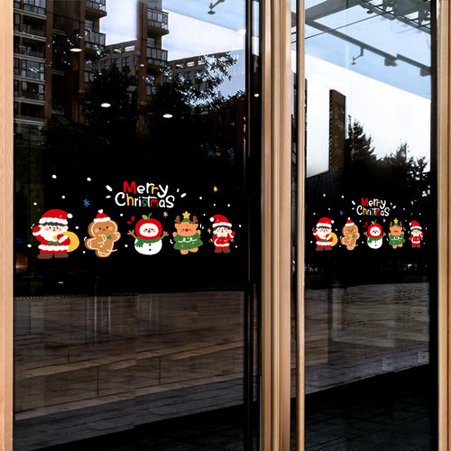 圣诞节装饰玻璃门贴纸耶诞氛围场景布置防撞窗贴画窗户静电贴窗花