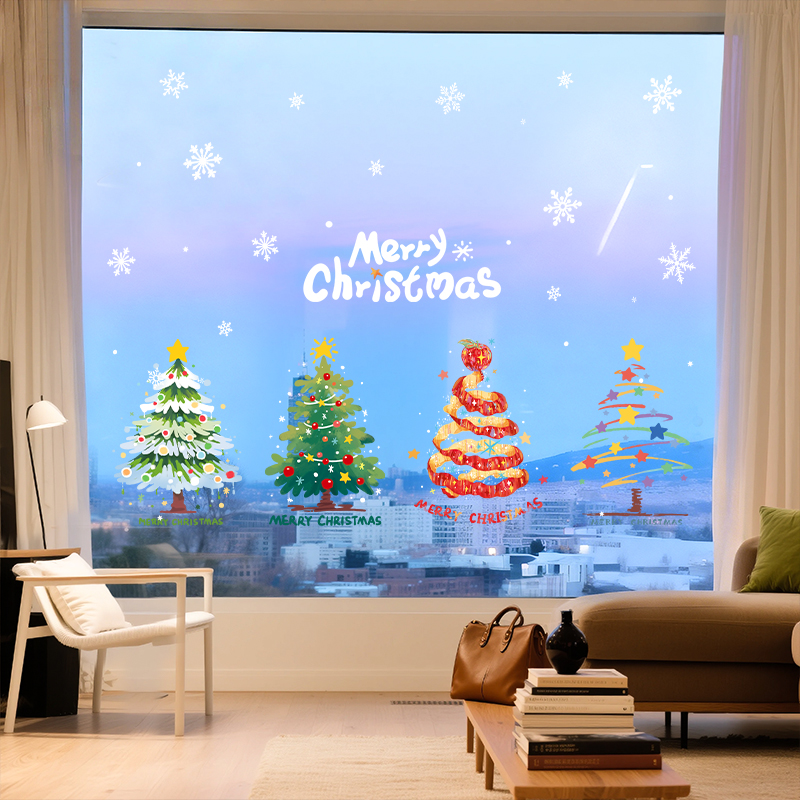 圣诞节装饰品树2026耶诞氛围场景布置家居装扮静电贴玻璃贴纸窗贴