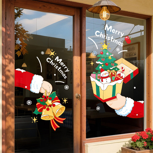 圣诞节装饰品窗花门店氛围场景布置静电贴窗贴装扮耶诞玻璃门贴纸