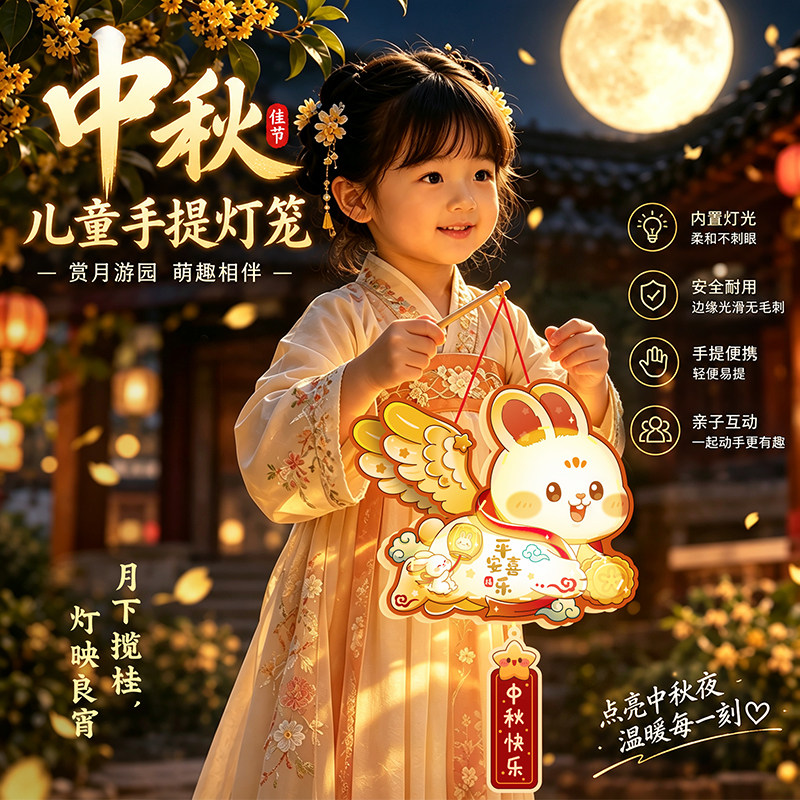 中秋灯笼儿童手提手工diy小花灯