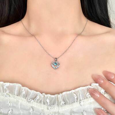 S999纯银心上人爱心项链女轻奢小众吊坠情人节礼物女友抖音同款