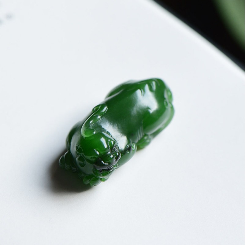 缘鼎玉器 天然和田玉吊坠俄料碧玉红皮貔貅玉佩玉石挂件带证书