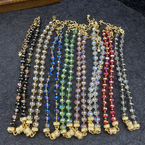 【蜜南】中古vintage个性简约风通勤KF项链 亮炫彩磁石多功能链