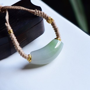 缘鼎玉器 天然和田玉吊坠翠青玉璜勒子男女玉佩玉石挂件带证书