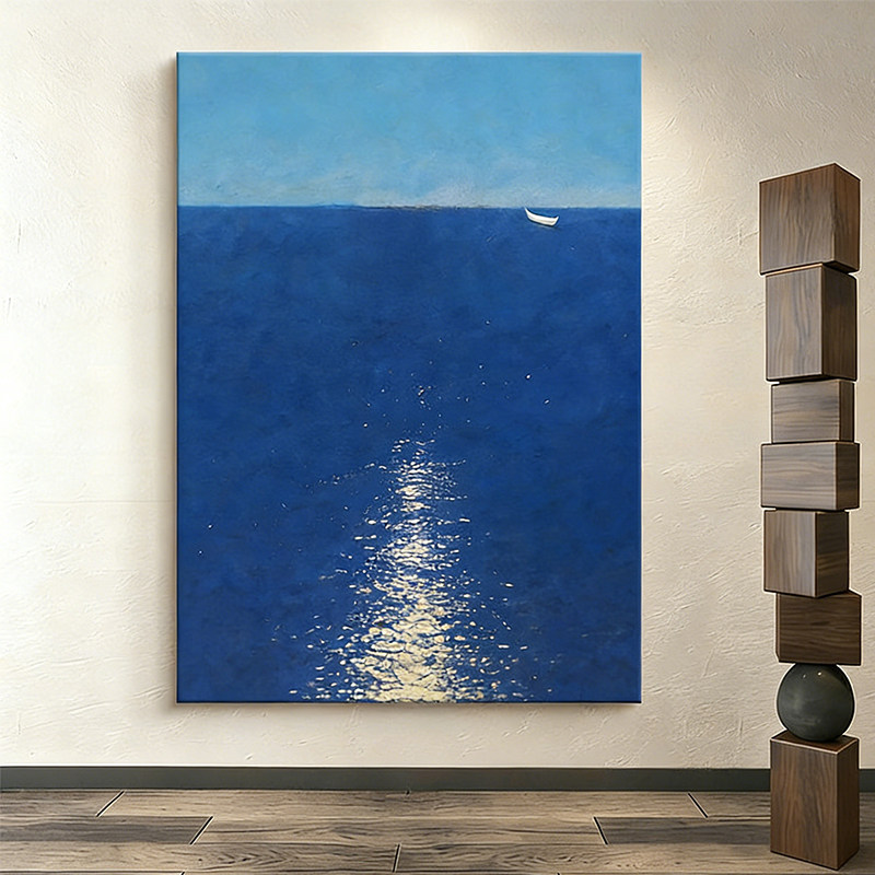 意式现代极简装饰画高级感海景玄关挂画简约风艺术背景墙小众壁画