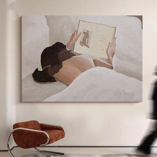 复古客厅装 法式 饰画玄关柜壁画慵懒少女卧室床头挂画 享受独处